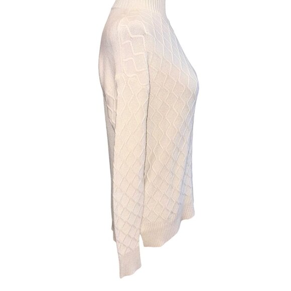 NWT Cyrus Soft Cream Cable Knit Turtleneck Sweater XS Classic Careerwear Money - Picture 4 of 12
